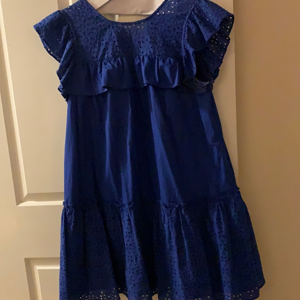 Who What Wear Blue Eyelet Dress